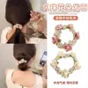 Estilo Pintura al Óleo Manoir Rosa Francés Concha Perla Niña Flor Goma para el Cabello Alta Elasticidad Tejida Exquisita Hada Perla Goma para el Cabello