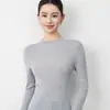 Suéter de punto sin costuras de lana fina de cuello alto cruzado para mujer, capa base ajustada de otoño, suéter fino para usar por dentro o por fuera
