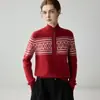 Novo suéter feminino de cashmere puro para outono e inverno, padrão Fair Isle, gola alta fina espessa, camada interna quente, suéter de tricô