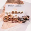 Pendientes Colgantes de Flor con Estampado de Leopardo Manchado de Resina Aguja de Plata Lujo Accesible Pendientes de Gama Alta Moda Retro Pendientes Versátiles para Mujer