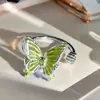 Libro Rojo Pequeño Caja Misteriosa Super Hada Colorido Esmalte Gota de Aceite Mariposa Anillo de Circonita Diseño de Nicho Lujo Accesible Anillo de Gama Alta