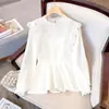 Blusa de Gasa de Moda Nueva para Otoño Temprano y Primavera 2026 para Mujeres de Tallas Grandes y Chicas Curvy, Diseño Elegante que Oculta el Vientre, Top de Encaje