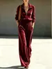 Conjunto de top de malha simples com meio zíper de cor sólida e calça pantalona para mulheres, novo para o outono e inverno de 2026, transfronteiriço europeu e americano, estilo vintage
