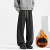 Pantalones de Lana y Polar Otoño e Invierno para Hombre Pantalones de Chándal American Scimitar Engrosados de Pierna Ancha Rectos Pantalones Casuales de Invierno para Hombre