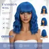 Amazon Temu Perucas Europeias e Americanas para Mulheres Halloween Coloridas Cosplay Cabelo Curto Cacheado Onda d'Água