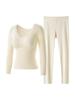 Ropa interior térmica de Cachemira 7A para mujer, con forro polar y engrosada, conjunto de otoño e invierno, nuevo modelo 2026 con top con almohadilla en el pecho