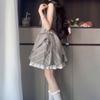 Vestido chaleco sin mangas de cuadros franceses para niños verano 2025 nuevo pequeño elegante adelgazante de cintura falda