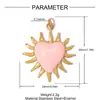 Estilo Europeo y Americano Goteo de Aceite Margarita Girasol DIY Colgante de Acero Inoxidable Collar con Colgante de Corazón para Mujer Pendientes Joyería de Acero de Titanio Colgante