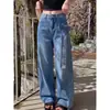 Jeans Slimming para o Trabalho Feminino Versátil Petite Calças de Perna Reta que Alongam as Pernas Calças Azuis com Strass Laço Amarrar