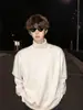 Nueva Camiseta de Color Sólido con Cuello Medio Alto de Manga Larga para Hombre, Artística, Versátil, Casual, Harajuku, Simple, Perezosa, a la Moda