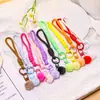Cordão de chaveiro com pompom colorido, pulseira de pulso portátil anti-perda, acessório de pingente de bolsa versátil, acessório para joias DIY