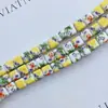 Cuentas cuadradas de cerámica de porcelana azul y blanca para manualidades, cadena tejida con cordón rojo para teléfono móvil, pulsera, collar, accesorios de joyería DIY