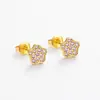 Pendientes de Botón Florales Completos de Diamante de Nuevo Estilo Transfronterizos, Diseño Simple y Fresco, Lujo Ligero, Temperamento Dulce, Pendientes para Mujer, Accesorios de Moda