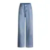Foto real de jeans rectos elegantes con patrón de estrella de pedrería para mujer, nuevos pantalones de pierna ancha de cintura alta adelgazantes para la primavera de 2026