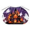 Capa Naranja de Halloween Hecha a Medida de Fábrica con Estampado de Fantasma y Calavera para Niños, Capa Original con Cordón para Niñas
