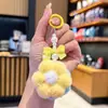 Lindo y Creativo Llavero de Flor con Bola de Peluche, Flor de Felpa, Colgante de Bolso a la Moda, Colgante para Teléfono Móvil, Regalo Llavero