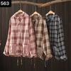 Outono 2025 Nova Estampa Xadrez Solta Gola Alta Cardigan Manga Longa Camisa Feminina Casual Jaqueta Pequena Atacado