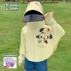 Roupa de Proteção Solar Infantil Seda Gelada Meninas Meninos UPF50+ Anti-UV Fina Respirável Capa com Aba Larga Roupa de Proteção Solar