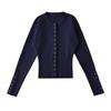 Suéter cárdigan elegante de punto de manga larga, estilo americano, cuello redondo holgado, de un solo botón, para adelgazar la cintura, para Otoño e Invierno, para Mujer