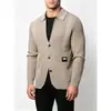 Cross2026 Outono Inverno Novo Suéter de Malha com Gola Lapela Masculino Moda Jovem Estilo Coreano Jaqueta Cardigan Casual Masculina