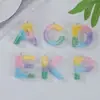 Chaveiro de Resina Letras Inglesas Cristal Colorido Cola para Joias Chaveiro de Letra Pingentes Populares Europeus e Americanos