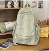Mochila Estilo Coreano Ins Roxo Taro Listrada para Menina Energética com Design em Camadas, Mochila Escolar Leve para Estudantes