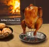 Grelha de churrasco grossa para acampamento ao ar livre, garfo para assar frango, suporte para frango assado, aço carbono, assadeira antiaderente, prato para frango assado, prato para frango assado de aço inoxidável