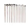 Conjunto de 15 Pincéis para Sombra, Pincel Detalhe Chanfrado para Delineador, Pincéis para Blush, Lábios, Sobrancelhas, Ferramentas de Beleza, Série Dourada
