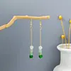 [Selección Premium] Pendientes de Perlas con Forma de Gota de Aceite de Jade Imitación Estilo Chino Nuevo Pendientes Retro con Borlas de Gota de Agua Accesorios Simples Hanfu para Mujeres