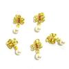 Colgante antiguo de perla dorada con incrustaciones de circonita, flor hueca cuadrada, alas de mariposa, conejo, cuentas sueltas, accesorios de colgante