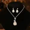 Conjunto Europeu e Americano Transfronteiriço Colar Brincos para Noiva Casamento Simples Combina com Tudo Lindo Luxo Leve Corrente Grab Strass