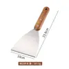 Espátula de cocina de acero inoxidable con mango de madera, espátula para teppanyaki, espátula para bistec, espátula para panqueques, espátula para pizza, utensilio de cocina para sartenes antiadherentes