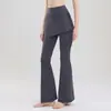 Pantalones Deportivos Dai Jia Wen de Dos Piezas Falsas de Cintura Alta para Levantar Glúteos, Running, Fitness con Cordones Laterales para Cubrir las Caderas, Pantalones Acampanados para Entrenamiento Fitness