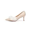 9169E-237 Scarpins de salto agulha bico fino tridimensionais florais estilo francês, sapatos de noiva, sapatos formais para mulheres