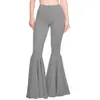 Pantalones Acampanados de Cintura Alta para Mujer Color Sólido Moda Plisados de Campana
