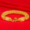 Pulsera Vietnam chapada en oro de 24k dominadora cabeza de doble dragón cuerpo de linterna de latón puro chapado en oro grueso pulsera cabeza de doble dragón