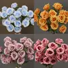 Rosas de Creme Simuladas de 3 Cabeças, Decoração de Fundo para Casamento, Arranjo de Flores para Guia de Estrada, Flores de Seda Estilo Europeu para Casamento, Flores Artificiais