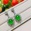 Pendientes de Plata de Ley 925 Chapada con Calcedonia Verde Hielo Incrustada Ágata Blanca Pendientes de Botón de Jade Versátiles para Mujer Suministro para Transmisión en Vivo de Joyería