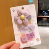 Novos Grampos de Cabelo Infantis Estilo Coreano para Meninas Pequenas, Flores Xadrez de Tecido Que Não Danificam o Cabelo, Presilhas para Pequenas Princesas, Acessórios de Cabelo