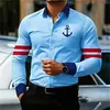 Camisa masculina de manga comprida transfronteiriça com estampa digital, top casual, moderna e versátil, moda masculina para primavera e outono
