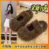 Suela resistente al desgaste Birkenstock zapatos peludos para mujer ropa de exterior invierno 2026 nuevo estilo cálidos con forro peludo puntera cerrada medias de algodón a medias pantuflas