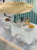 Carrito de Café Móvil, Carrito de Ventas Multifuncional, Decoración, Puesto de Monta Inversa, Triciclo Exterior de Té con Leche y Helado