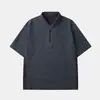 Camisa tipo polo de manga corta para hombre, estilo japonés, para trabajo al aire libre, deportiva de verano, media cremallera, secado rápido, holgada, camiseta casual de manga corta