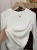 Camiseta de Manga Larga Suave Ajustada Estilo Commuter, Moda Coreana, Rejuvenecedora, Color Sólido, Camisa Básica Versátil de Cuello Redondo