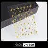 Pegatinas para Uñas de Estrella de Cuatro Puntas y Estrella de Ocho Puntas, Versátiles Diseños Planos de Estrellas Doradas, Plateadas, Negras y Blancas, Pegatinas para Uñas DIY, Estilo Dh