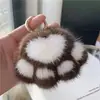 Colgante de Felpa de Pata de Gato Llavero Lindo de Gato Adorno Pata de Piel Sintética de Visón Corazón de Niña Colgante de Gato Negro Pequeño para Mochila