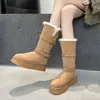 Botas de Nieve de Suela Gruesa Largas Nuevas de Invierno 2026 para Mujer con Felpa Adicional Engrosada Zapatos Grandes de Algodón del Noreste Botas de Nieve Cálidas de Algodón