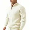 Nueva colección Otoño/Invierno 2026: Suéter de punto abierto para hombre estilo europeo y americano con cuello alto, una prenda de punto moderna y casual para hombres jóvenes