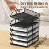 Portadocumentos Oficina Escritorio Estante de Almacenamiento de Documentos Metal Tres Niveles Mesa Organizador de Estante Multi-Nivel Apilable De Zhu