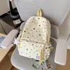 Mochila Estampada Gradiente Azul-Cinza Refrescante de Verão para Alunos do Ensino Fundamental e Médio, Mochila Escolar para Meninas, Mochila de Nicho de Alto Valor